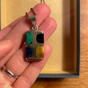 Mexican Sterling Silver Four Stone Pendant